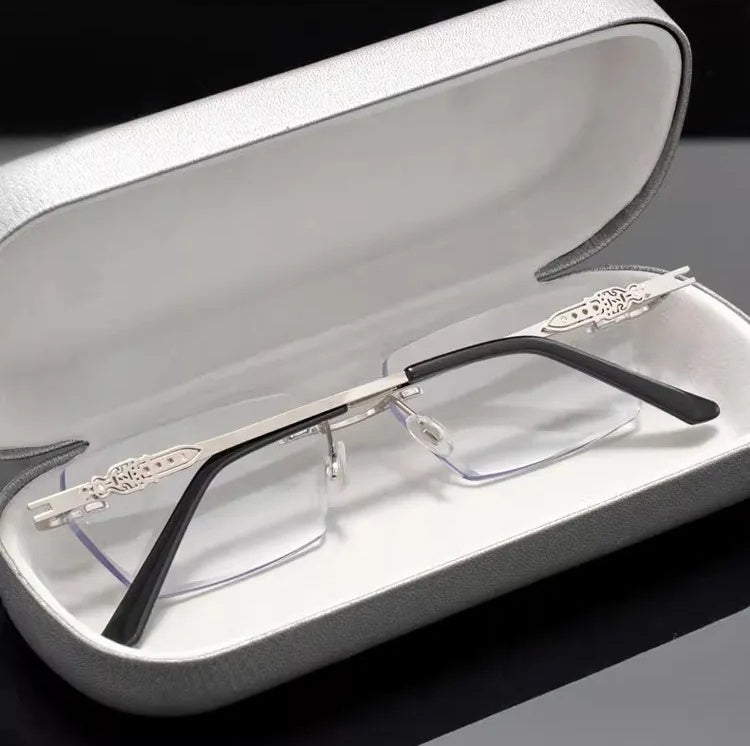👓️Metal Frameless Highgrade Reading Glasses Blocks Blue Light, Radiation, and ultraviolet rays, Relieves Eye Fatigue