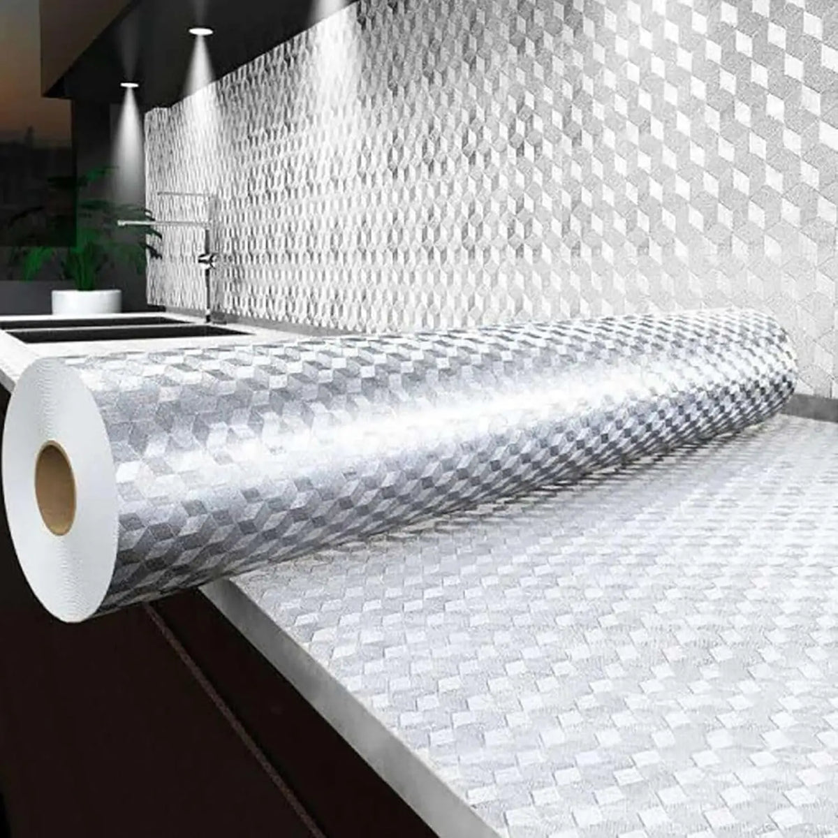 ๐ฅ50% OFF โ Stainless Steel Oil-Proof Adhesive Wallpaper Roll for Kitchen Countertops, Cabinets & Backsplash