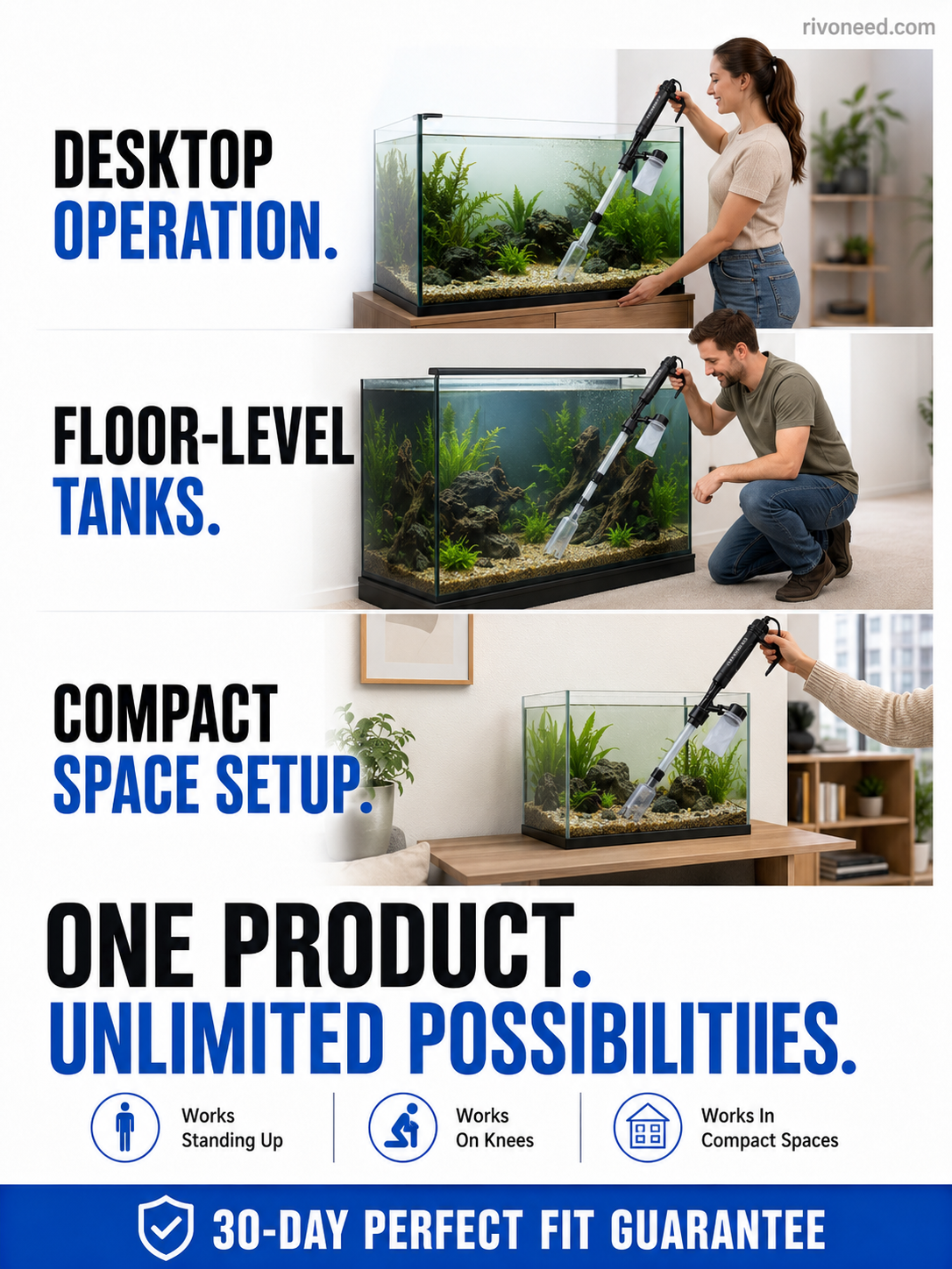 π 50% OFF NOW! Electric Aquarium Gravel Cleaner β Powerful Suction Fish Tank Vacuum Siphon, Easy Gravel Cleaning & Water Changing, Automatic Aquarium Maintenance Tool