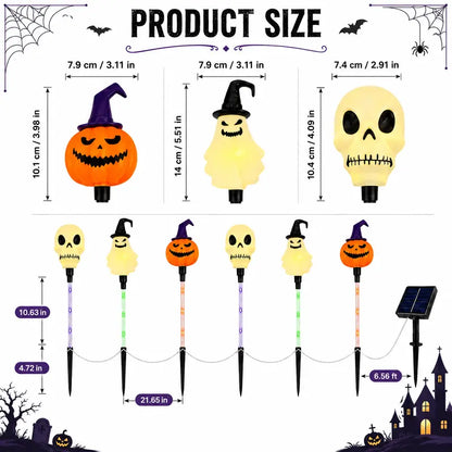 ?? Solar Halloween Stake Lights ¨C Pumpkin Ghost Skull 6PCS & Retro Skull 5PCS