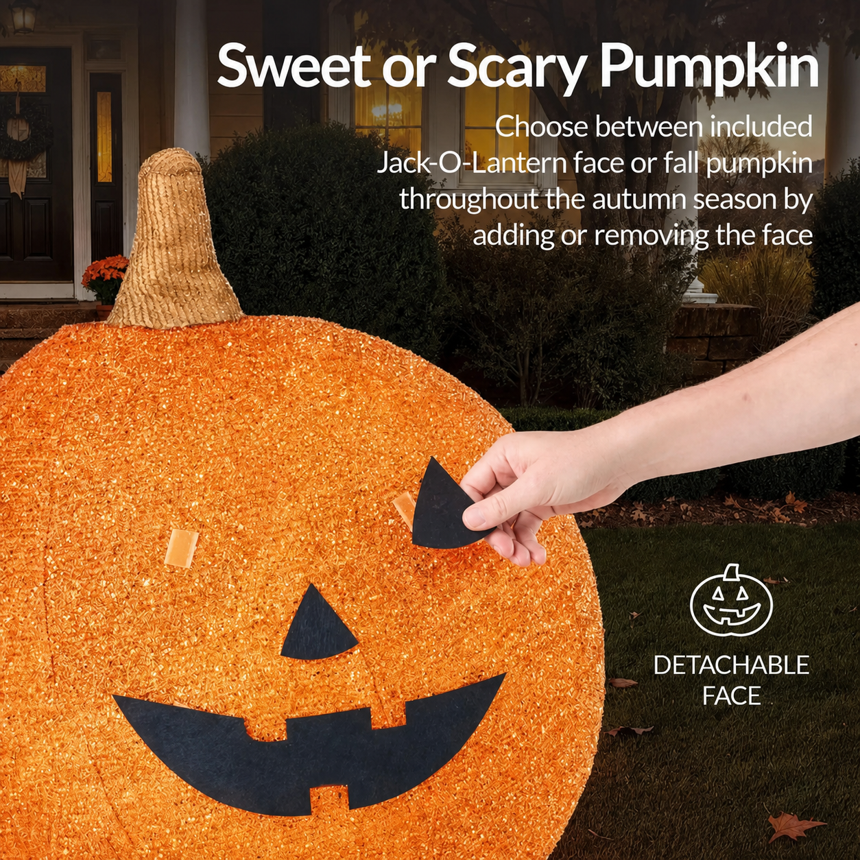 ?? 2-Piece Lighted Pumpkin Set: Halloween to Thanksgiving 2-in-1 Decor!
