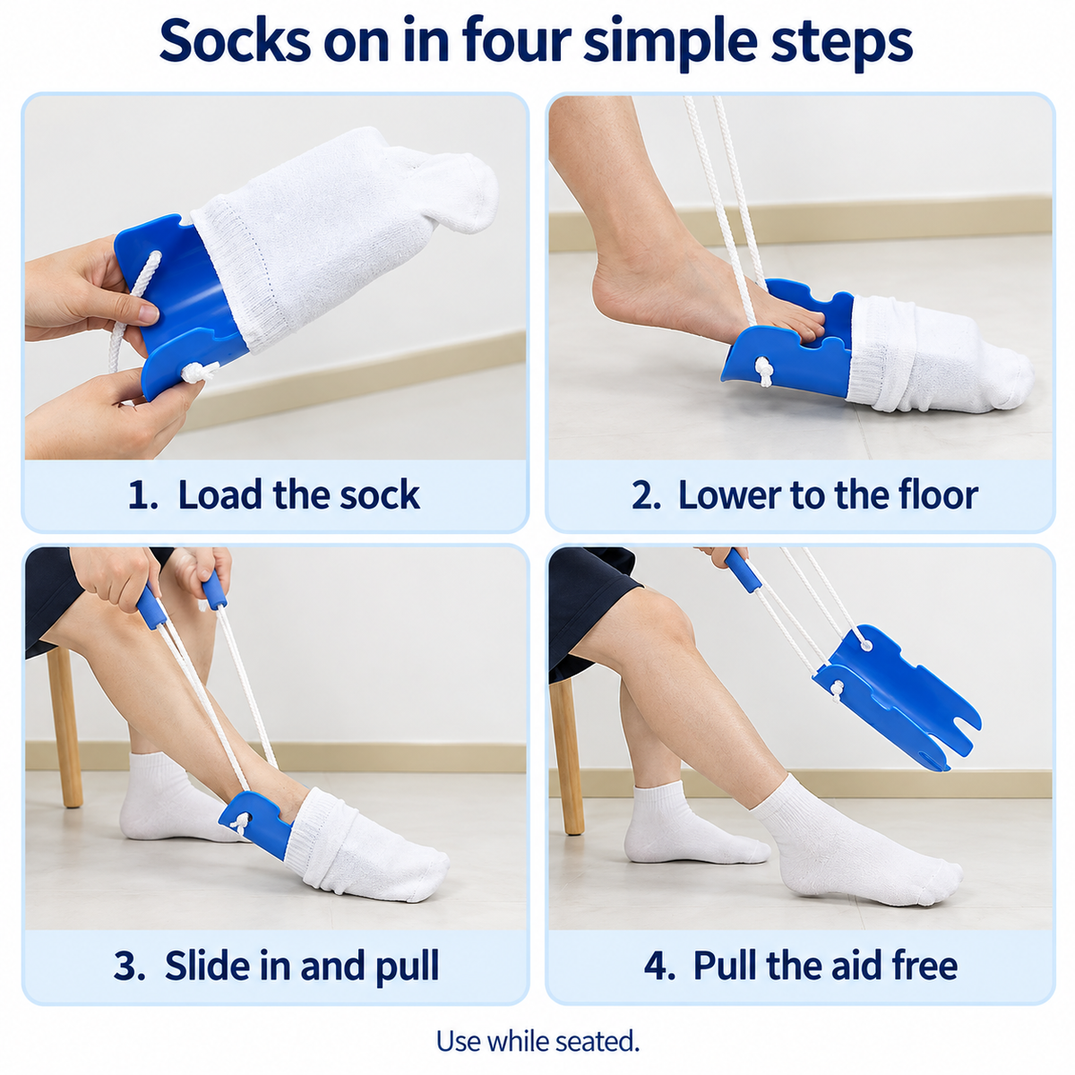 Sock Aid & Shoe Helper with Soft Foam Grips