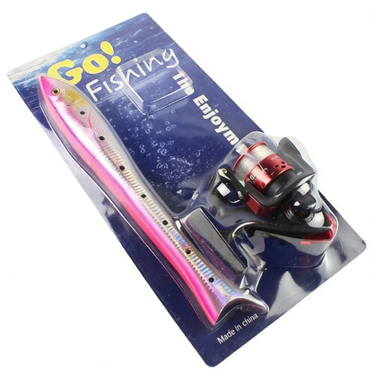 Fish-shaped portable fishing rod set