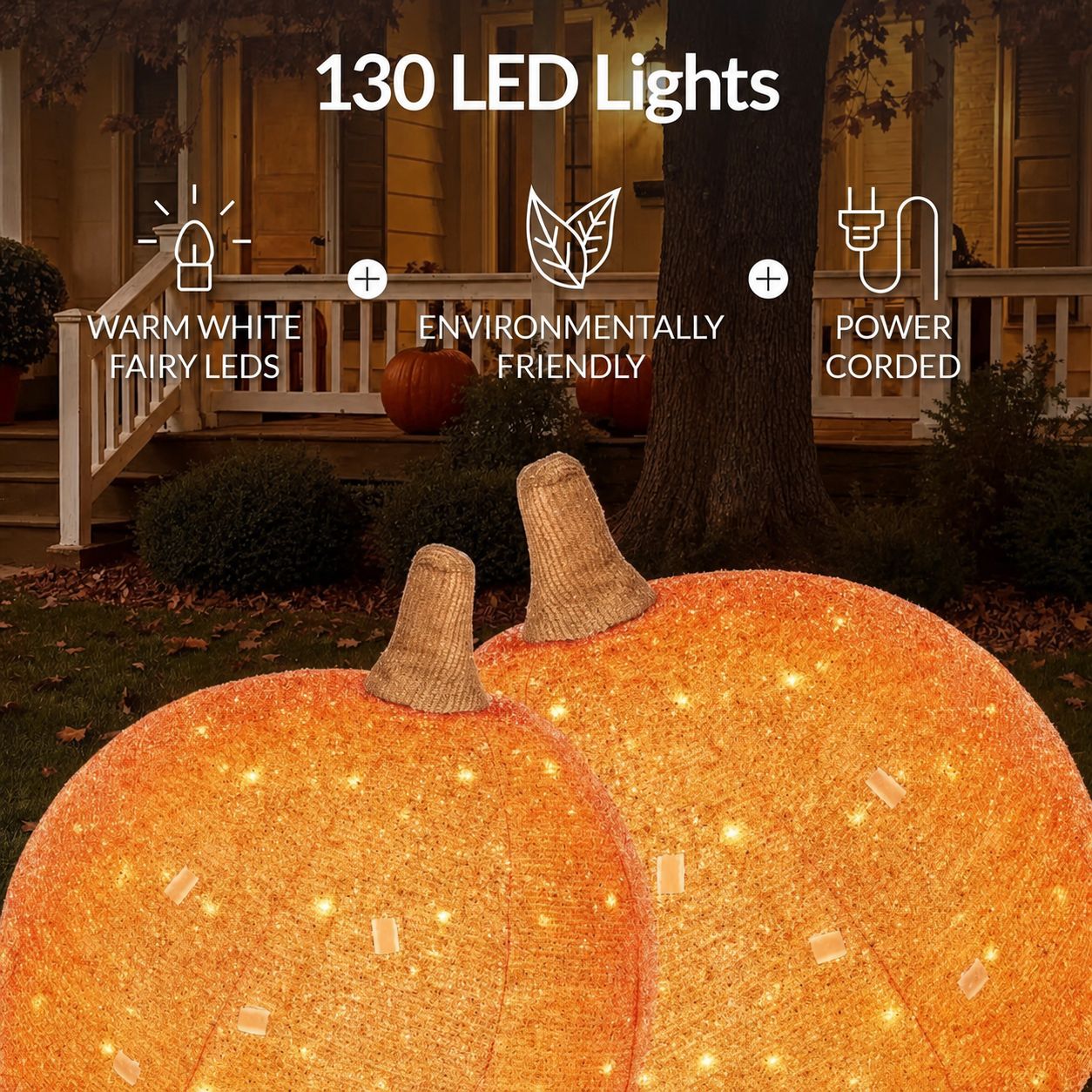 ?? 2-Piece Lighted Pumpkin Set: Halloween to Thanksgiving 2-in-1 Decor!
