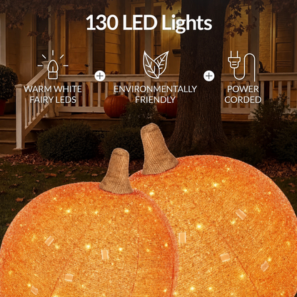 ?? 2-Piece Lighted Pumpkin Set: Halloween to Thanksgiving 2-in-1 Decor!