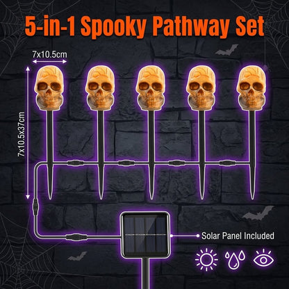 ?? Solar Halloween Stake Lights ¨C Pumpkin Ghost Skull 6PCS & Retro Skull 5PCS