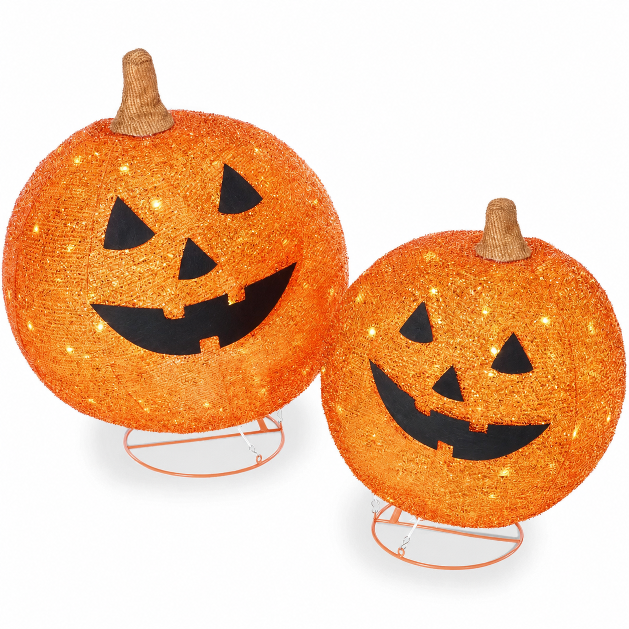 ?? 2-Piece Lighted Pumpkin Set: Halloween to Thanksgiving 2-in-1 Decor!