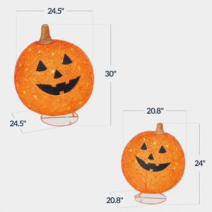 ?? 2-Piece Lighted Pumpkin Set: Halloween to Thanksgiving 2-in-1 Decor!