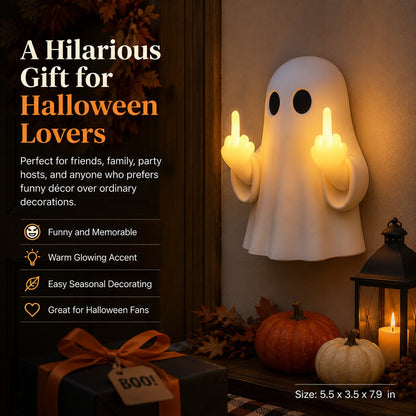 Ghost Middle Finger Wall Light Funny Glowing Halloween Decor 2026