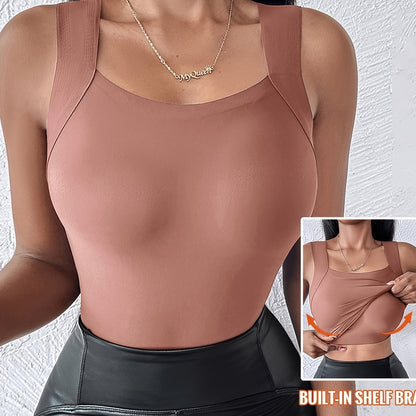 🏆Last Day!!💐Women's U Neck Thermal Tank Tops with Built-In Bra