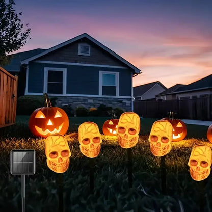 ?? Solar Halloween Stake Lights ¨C Pumpkin Ghost Skull 6PCS & Retro Skull 5PCS