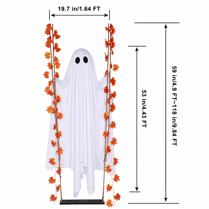 ??Limited-time 50% Off???LED Hanging Ghost Swing Decoration, 5FT Remote Controlled Halloween Outdoor Hanging Decor??