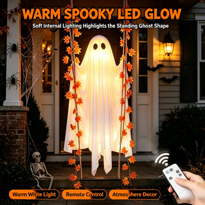 ??Limited-time 50% Off???LED Hanging Ghost Swing Decoration, 5FT Remote Controlled Halloween Outdoor Hanging Decor??