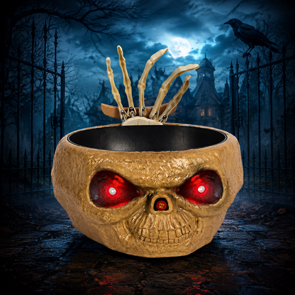 Halloween Animated Candy Bowl with Motion Sensor, Shaking Ghost Hand, Lights & Spooky Sounds