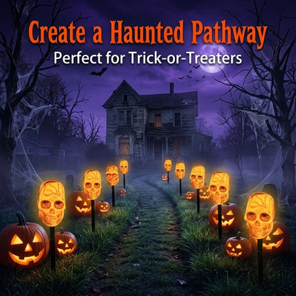 ?? Solar Halloween Stake Lights ¨C Pumpkin Ghost Skull 6PCS & Retro Skull 5PCS