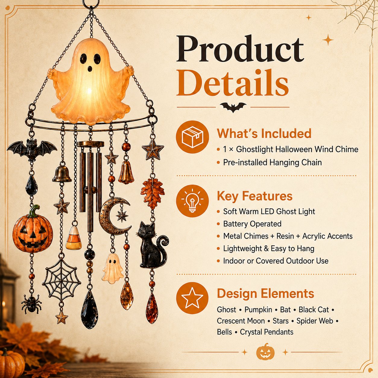 ??LAST DAY 50% OFF - ?? Haunted Glow Ghost Wind Chime