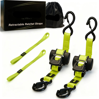 Sturdy Retractable Ratchet Straps  1'x 11 ft-1550 LB Break Strength Cargo Straps for Moving Appliances, Lawn Equipment, Motorcycle Green ,Halloween gifts