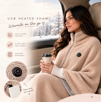 🔥CozyHug Portable Heated Shawl ✨Soft Zipper Wearable Electric Heating Blanket For All-Day Warmth