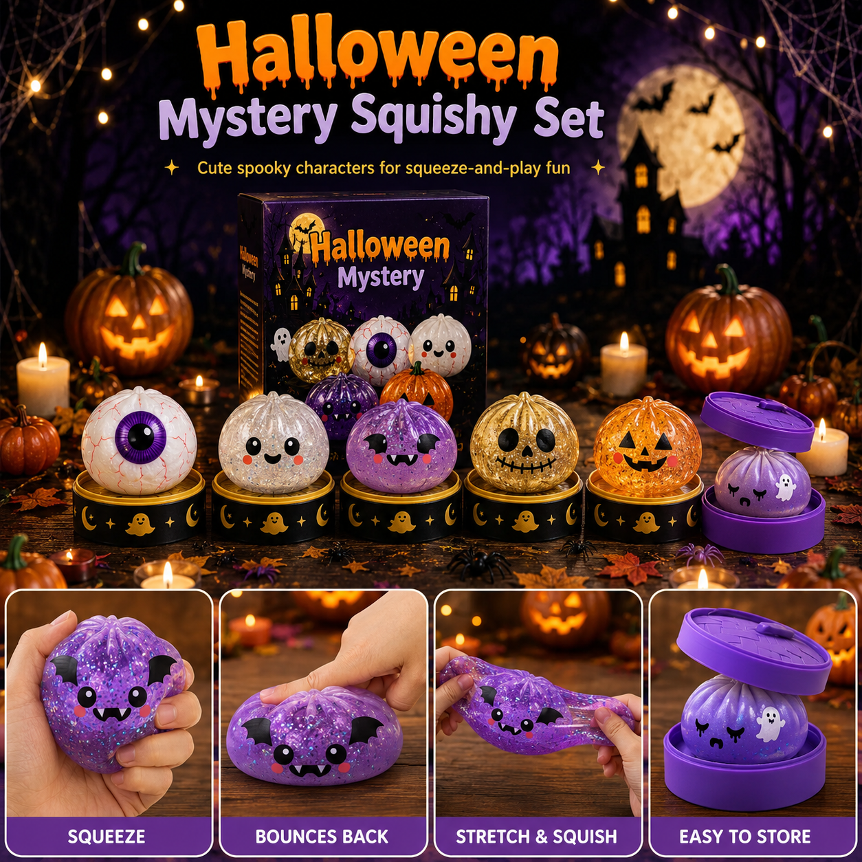 ?? 50% OFF Halloween Mystery Squishy Set ?? Squeeze, Stretch & Play