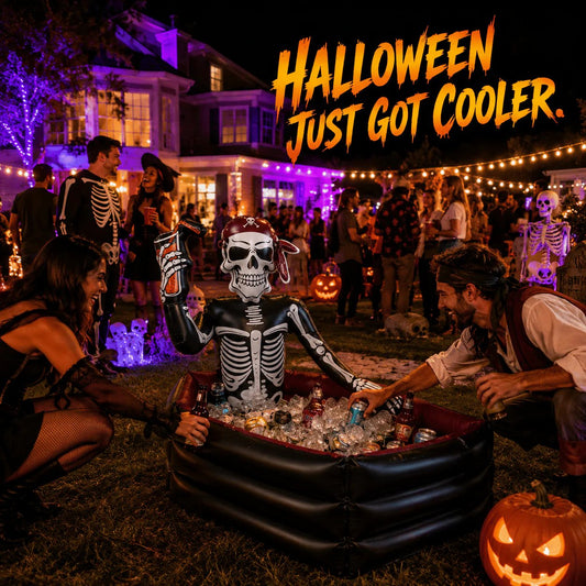 ????40-Gallon Inflatable Pirate Skeleton Cooler for Halloween