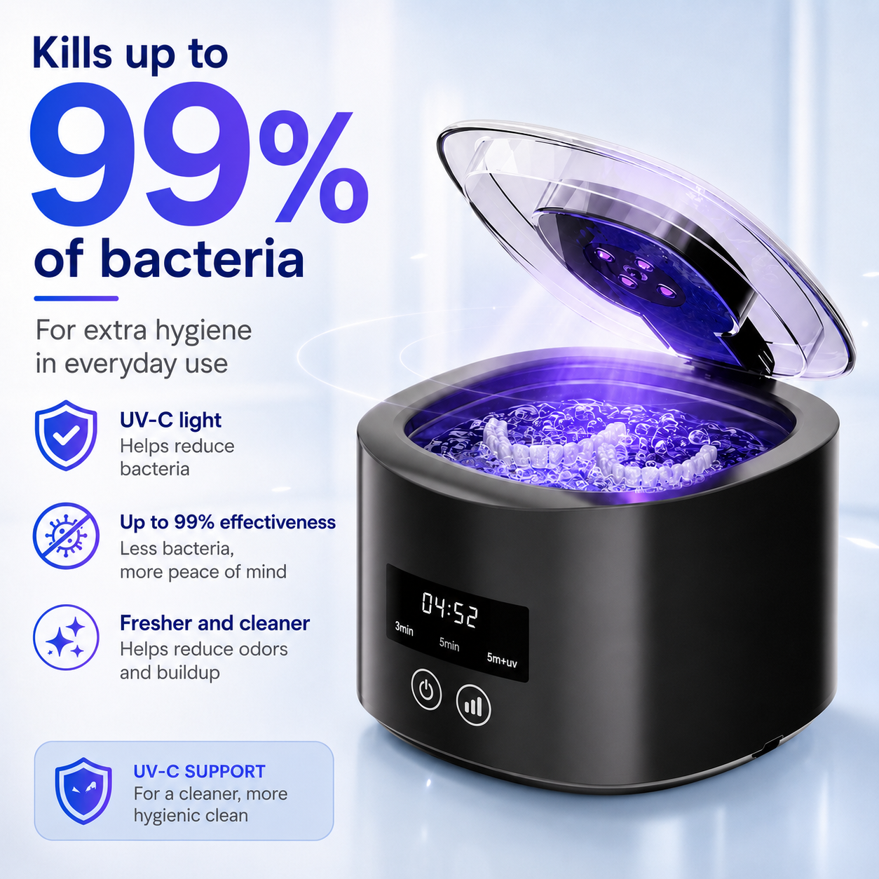 ❄️Summer Sale: 50% Off!🦷Ultrasonic UV-C Cleaner—Fresh and Clean Dentures in Just 5 Minutes