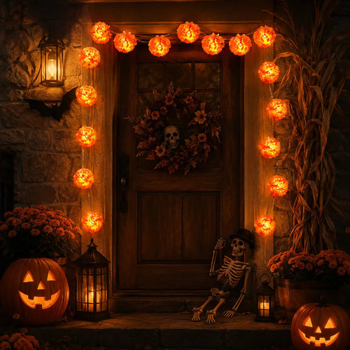 ?? 40% OFF Today ?? Orange Marigold LED String Lights ¨C Light Up Your Halloween with a Warm Floral Glow ?