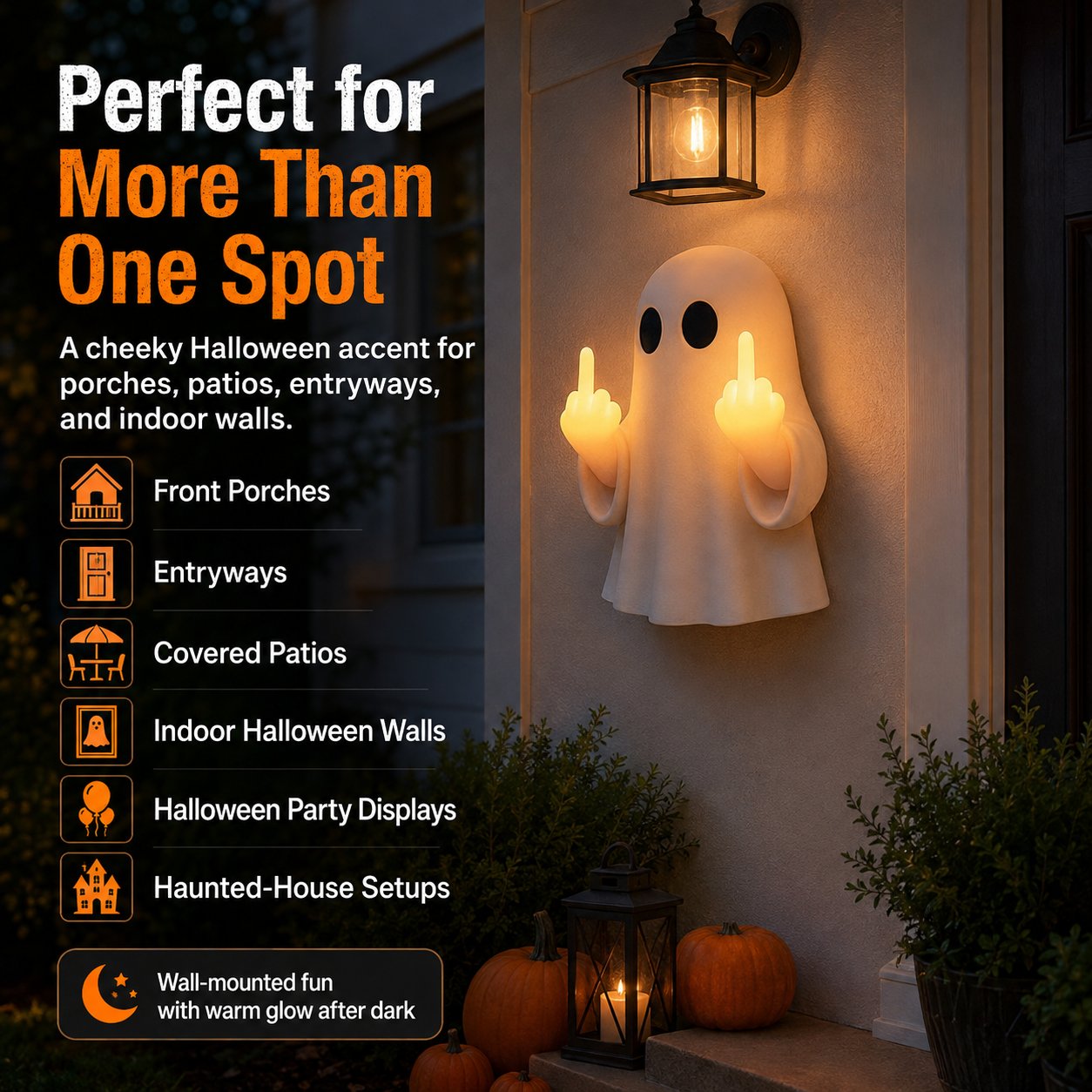 Ghost Middle Finger Wall Light Funny Glowing Halloween Decor 2026