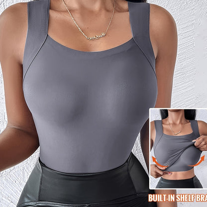 🏆Last Day!!💐Women's U Neck Thermal Tank Tops with Built-In Bra