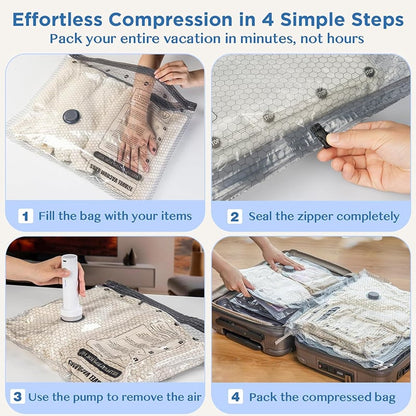 🔥 LAST DAY 49% OFF-Cordless Travel Vacuum Storage Compression Bag Set - TSA Approved & Reusable | Up to 80% More Space