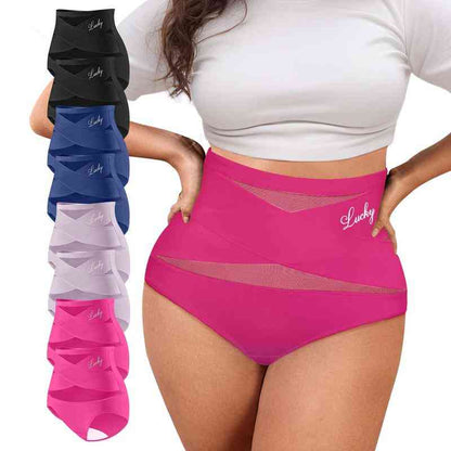 🌸BUY 1 FREE 1✨Plus-Size High-Waist Cross Tummy Control Panties
