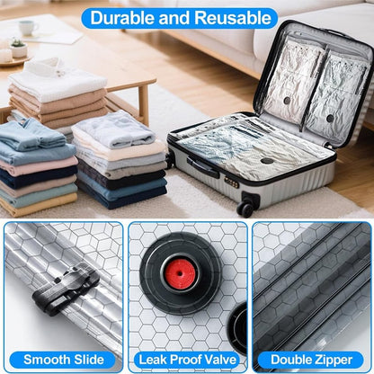 🔥 LAST DAY 49% OFF-Cordless Travel Vacuum Storage Compression Bag Set - TSA Approved & Reusable | Up to 80% More Space