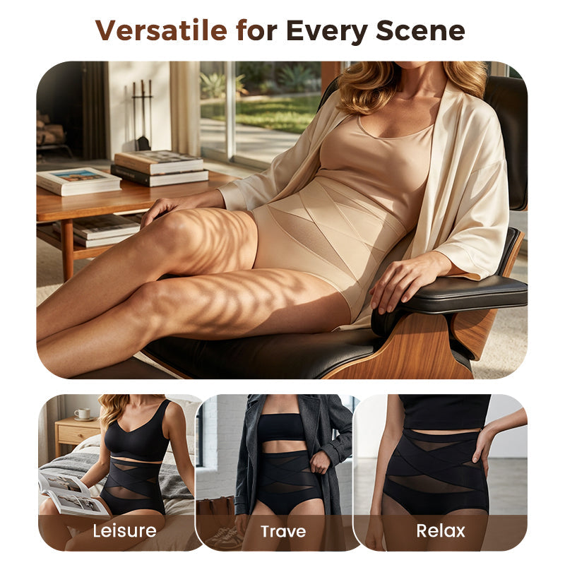 🌸BUY 1 FREE 1✨Plus-Size High-Waist Cross Tummy Control Panties