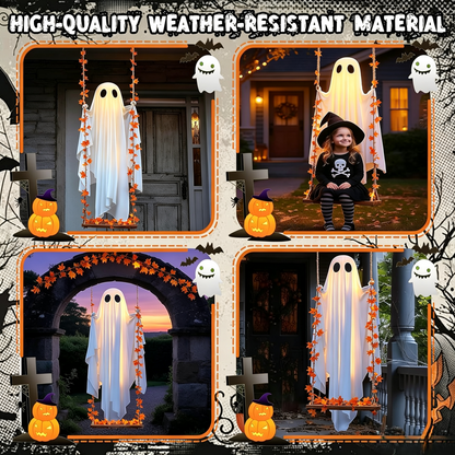??Limited-time 50% Off???LED Hanging Ghost Swing Decoration, 5FT Remote Controlled Halloween Outdoor Hanging Decor??