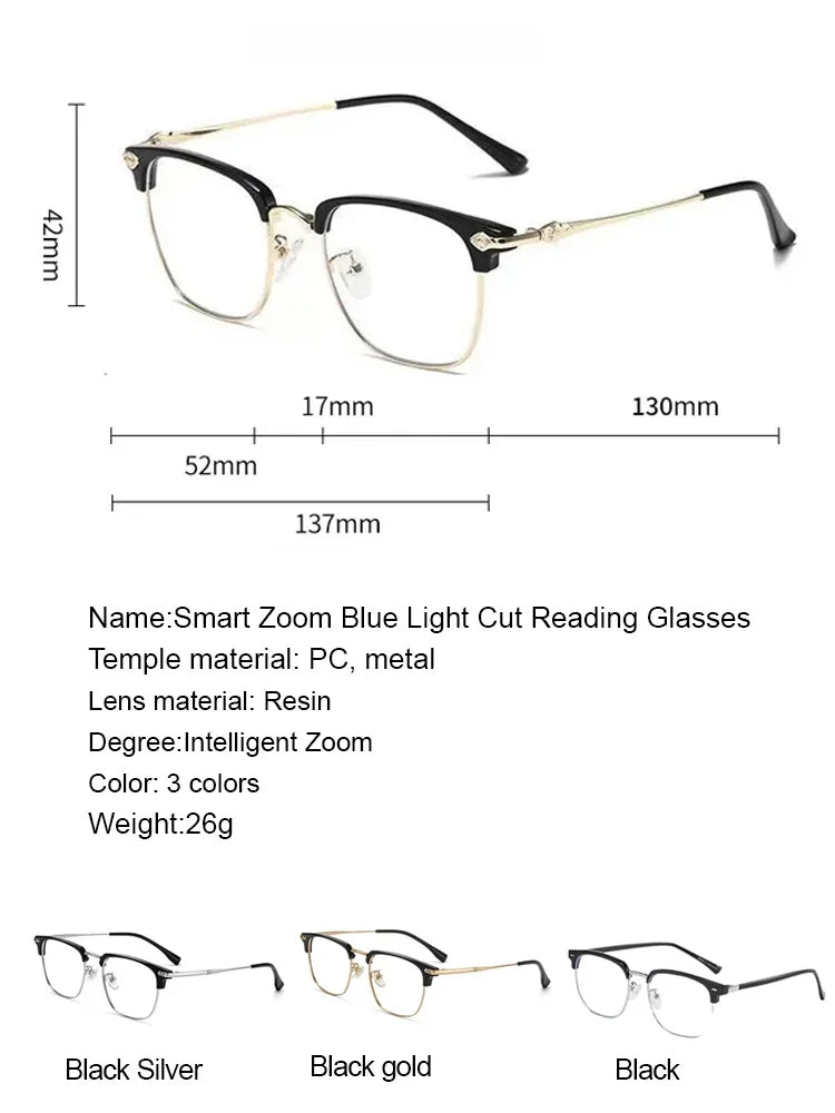 ✨ Smart Zoom Reading Glasses: One Pair for Near, Far, and Everything in Between | 7g Ultra-Light Titanium👓