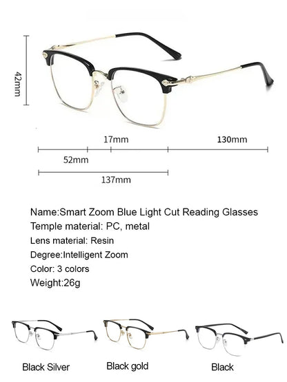✨ Smart Zoom Reading Glasses: One Pair for Near, Far, and Everything in Between | 7g Ultra-Light Titanium👓