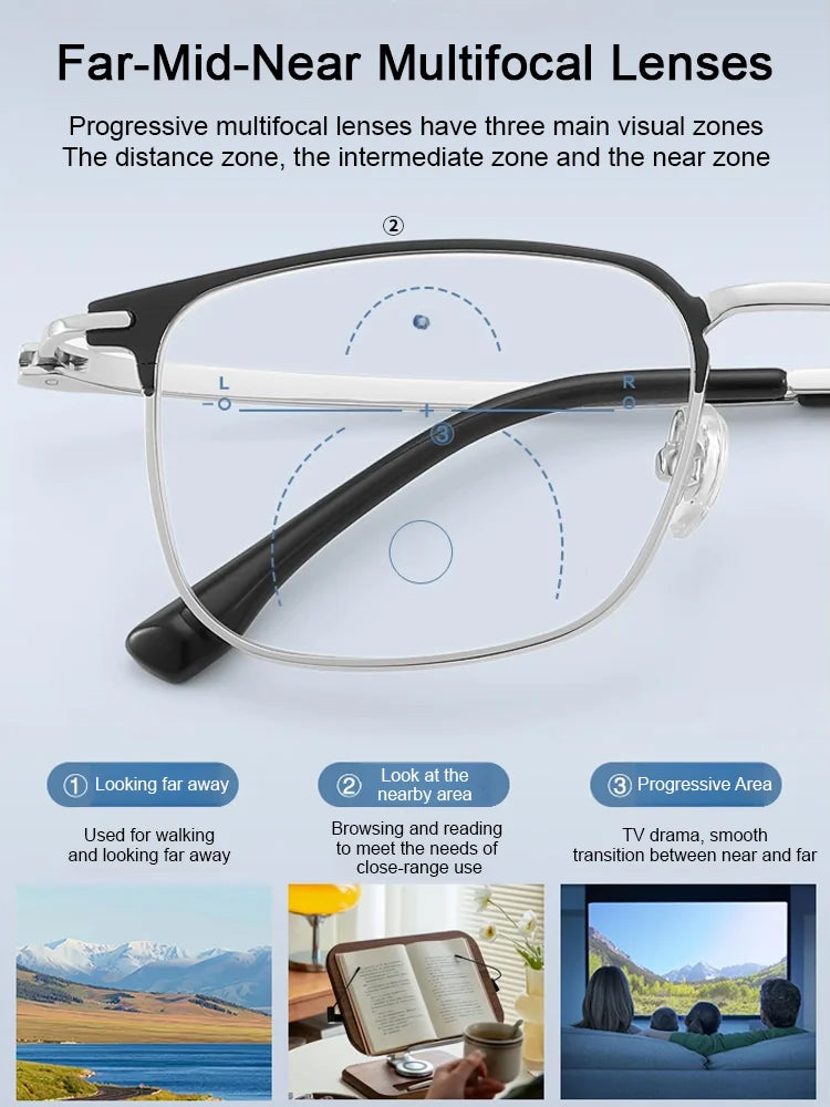 ✨ Smart Zoom Reading Glasses: One Pair for Near, Far, and Everything in Between | 7g Ultra-Light Titanium👓