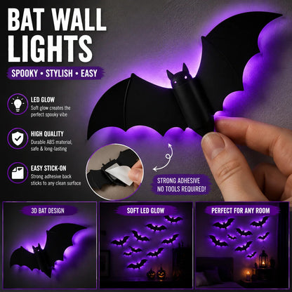 ??Halloween decorative items - 3D black bat wall stickers with LED lights