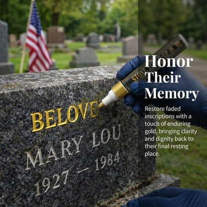 🔥Buy one get one free🔥🐦Golden Tombstone Marker Pen for Restoring Faded Grave Inscriptions