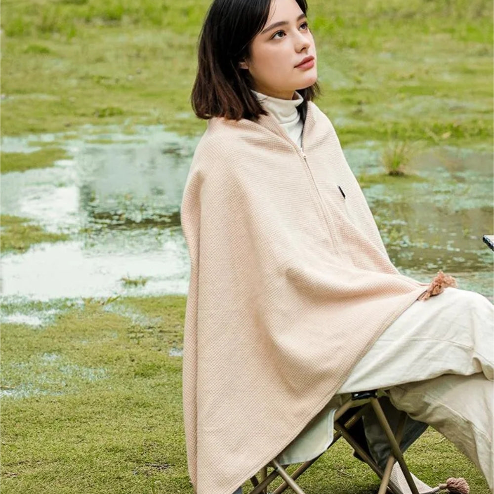 🔥CozyHug Portable Heated Shawl ✨Soft Zipper Wearable Electric Heating Blanket For All-Day Warmth