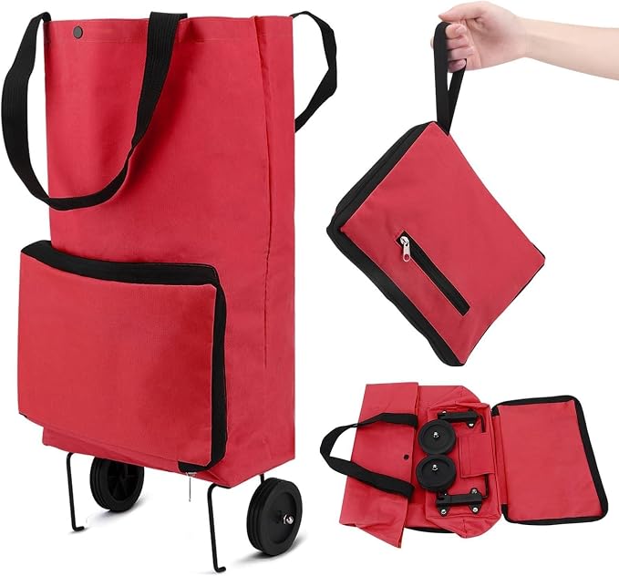 🔥HOT SALE🔥2-in-1 Foldable Shopping Trolley – Sturdy Shopping Bag on Wheels for Supermarket, Market & Travel