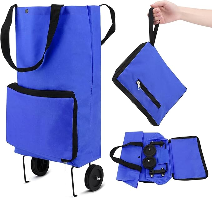 🔥HOT SALE🔥2-in-1 Foldable Shopping Trolley – Sturdy Shopping Bag on Wheels for Supermarket, Market & Travel