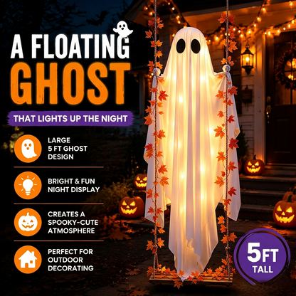 ??Limited-time 50% Off???LED Hanging Ghost Swing Decoration, 5FT Remote Controlled Halloween Outdoor Hanging Decor??