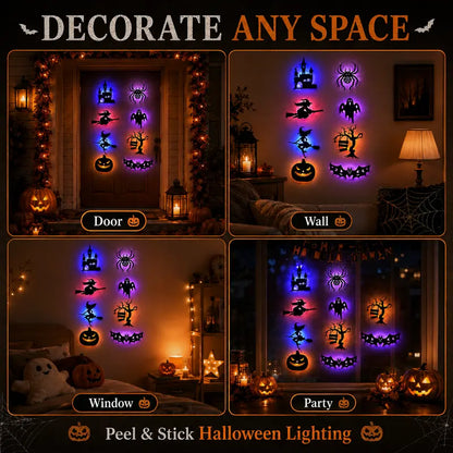 Battery-operated LED Halloween silhouette wall sticker¡ªpeel-and-stick decorative light.