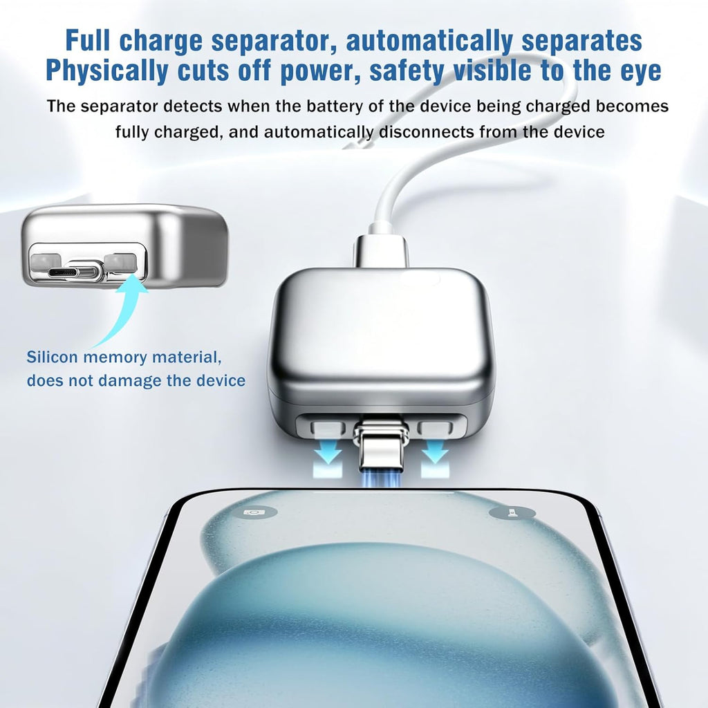 Smart Auto-Disconnect Cable: 100W PD Fast Charging, AI-Powered Overcharge Protection for iPhone, Android, Laptop & Earphones