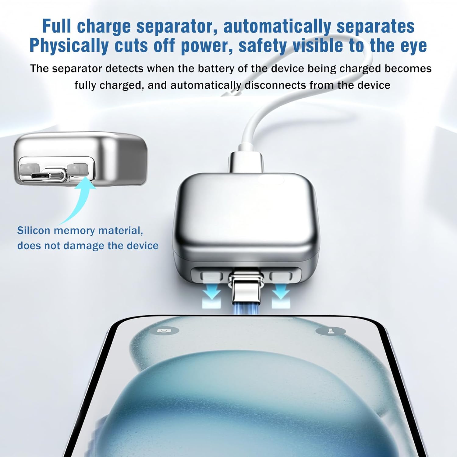 Smart Auto-Disconnect Cable: 100W PD Fast Charging, AI-Powered Overcharge Protection for iPhone, Android, Laptop & Earphones