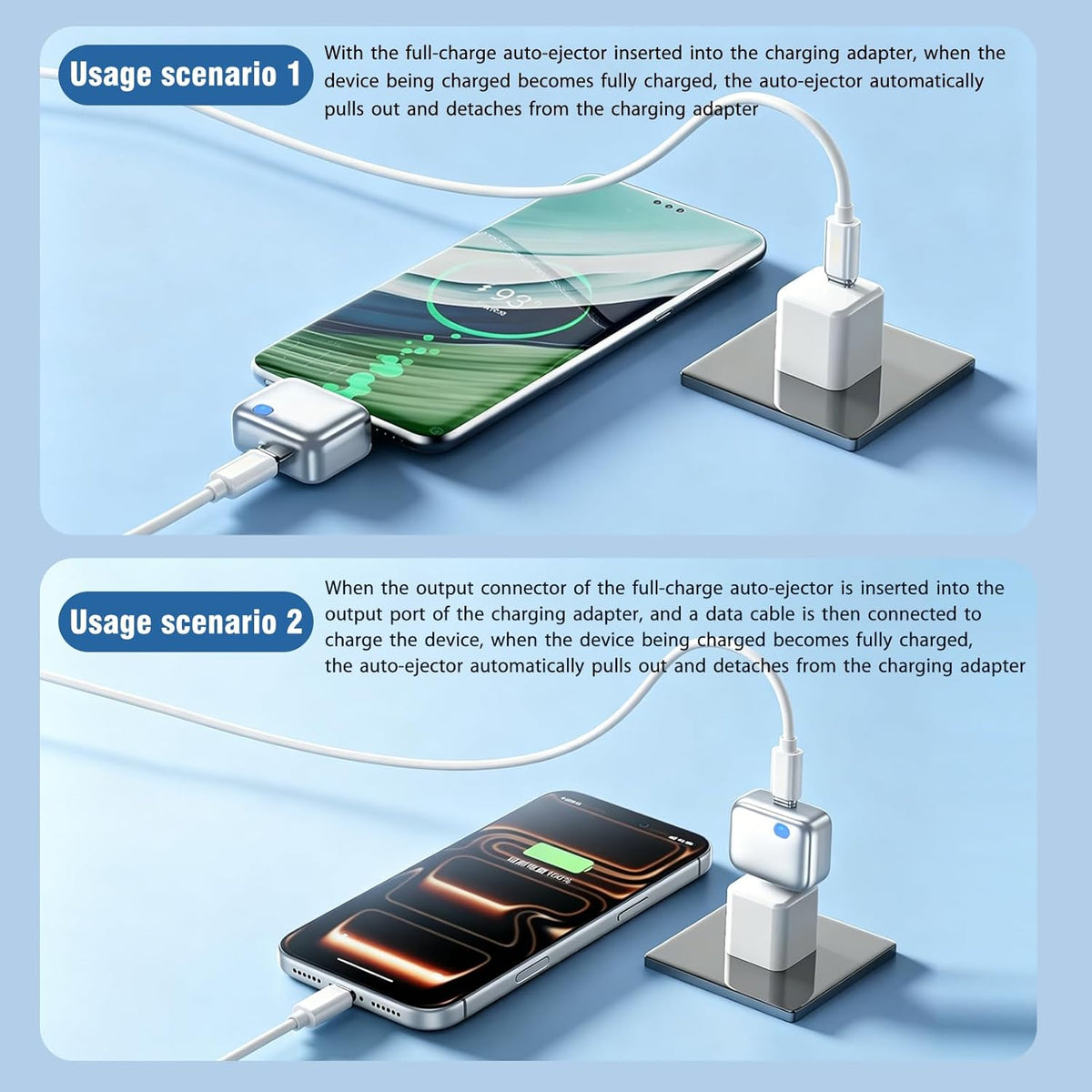 Smart Auto-Disconnect Cable: 100W PD Fast Charging, AI-Powered Overcharge Protection for iPhone, Android, Laptop & Earphones