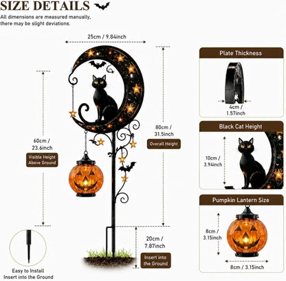 ???? Solar Black Cat Moon Pumpkin Outdoor Stake Light Transform Your Yard Into A Magical Halloween Wonderland