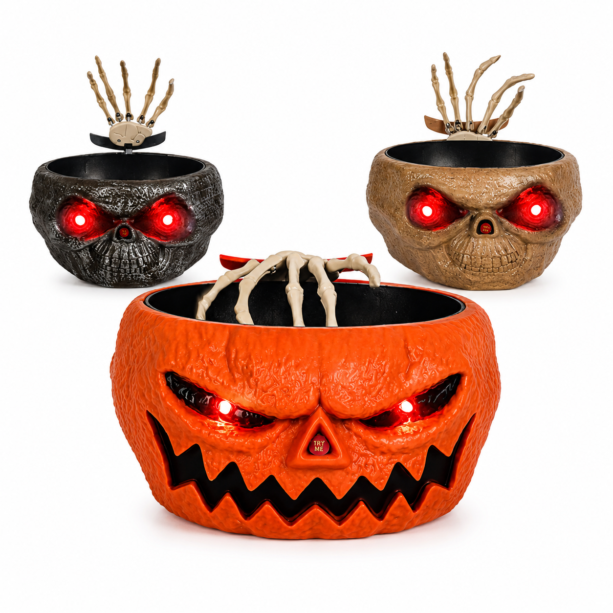 Halloween Animated Candy Bowl with Motion Sensor, Shaking Ghost Hand, Lights & Spooky Sounds
