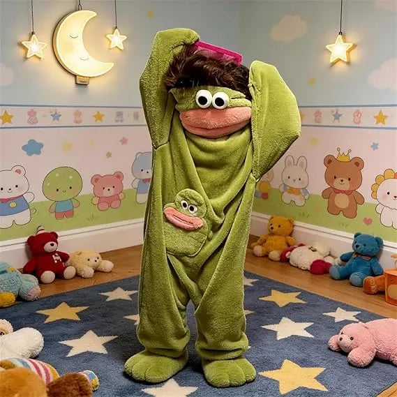 Msrlassn Cute Pajamas Wearable Blanket Hoodie for Women Men,  Oversize Soft Warm Cozy Pullover Home Loungewear Funny Pajamas Onesie, Perfect for Home Party Costume Halloween, One Size for Women Men