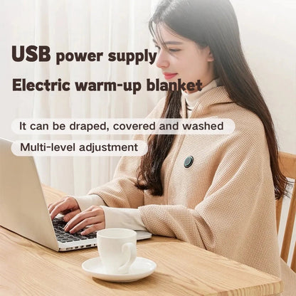 🔥CozyHug Portable Heated Shawl ✨Soft Zipper Wearable Electric Heating Blanket For All-Day Warmth